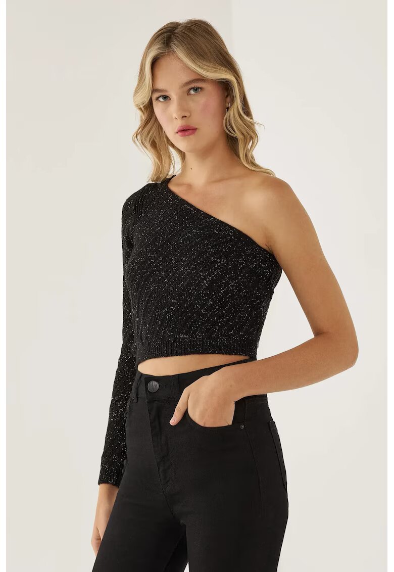 HiCCUP Bluza dama - tricotata cu o maneca - negru - tricot