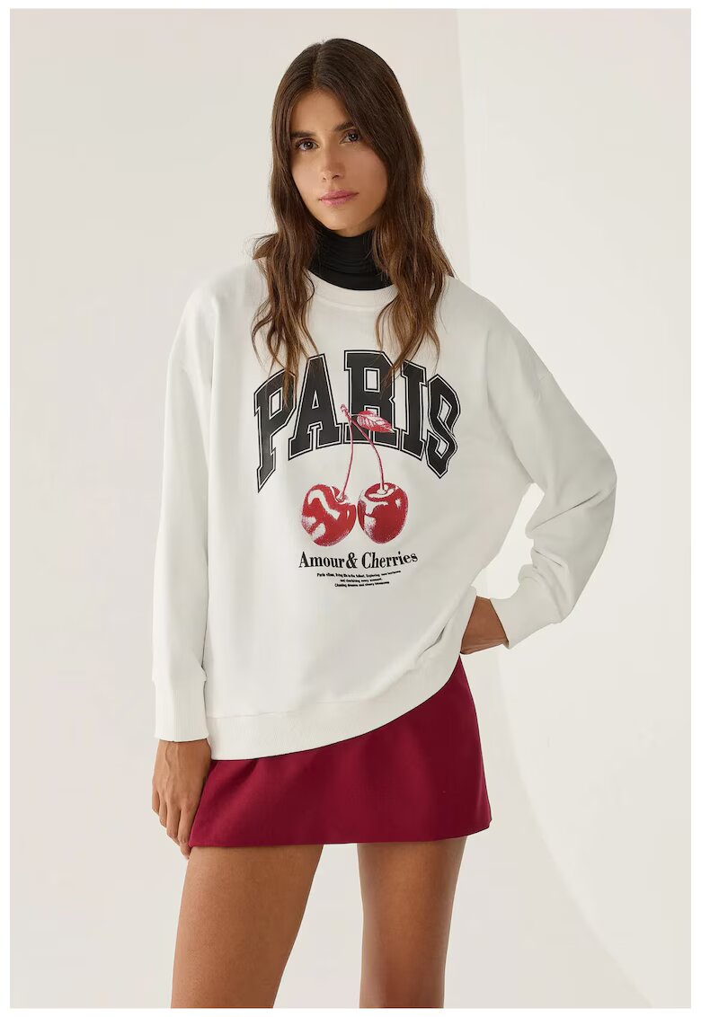 HiCCUP Bluza de trening cu guler rotund lejer