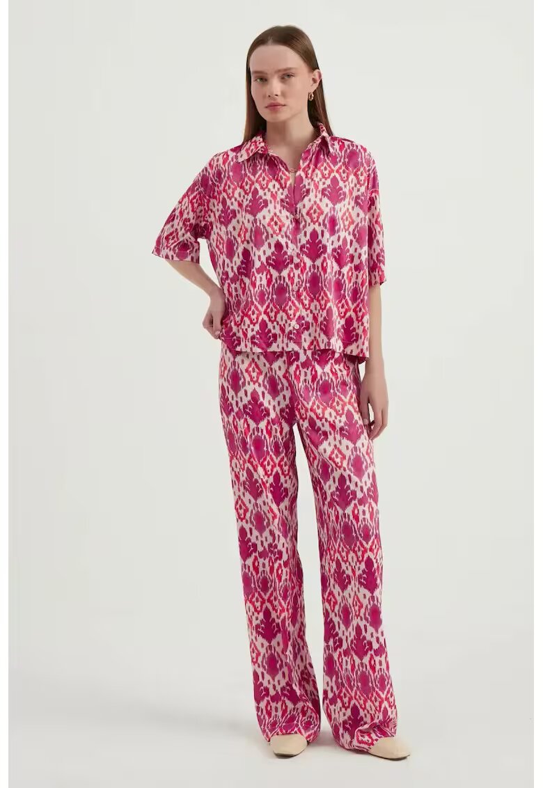 HiCCUP Camasa boho dama - maneca scurta - satin - multicolor