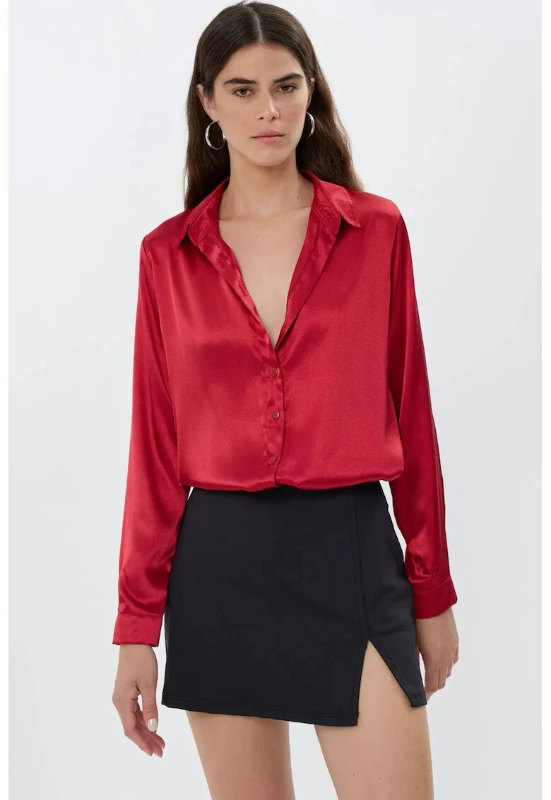 HiCCUP Camasa clasica dama - satin - rosu
