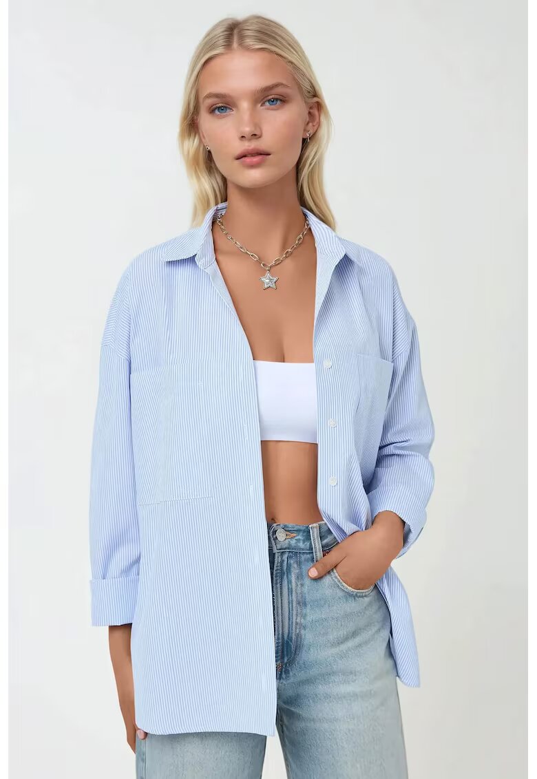 HiCCUP Camasa dama - textil - cu dungi - albastru/alb