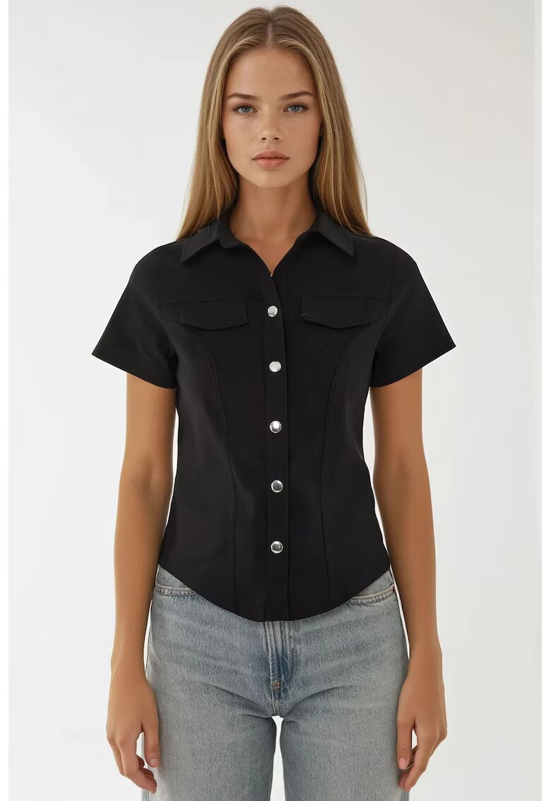 HiCCUP Camasa dama - textil - maneca scurta - negru