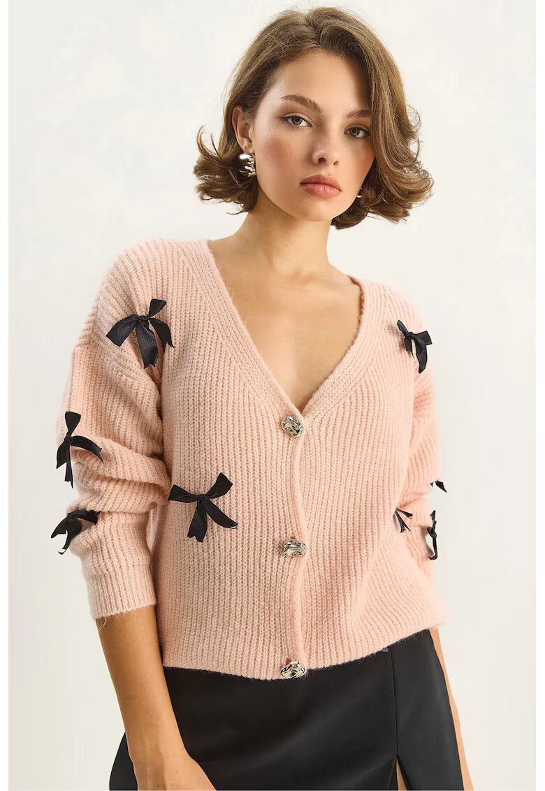 HiCCUP Cardigan - Oversize - Detalii Funda - Roz Pudrat - Tricot -
