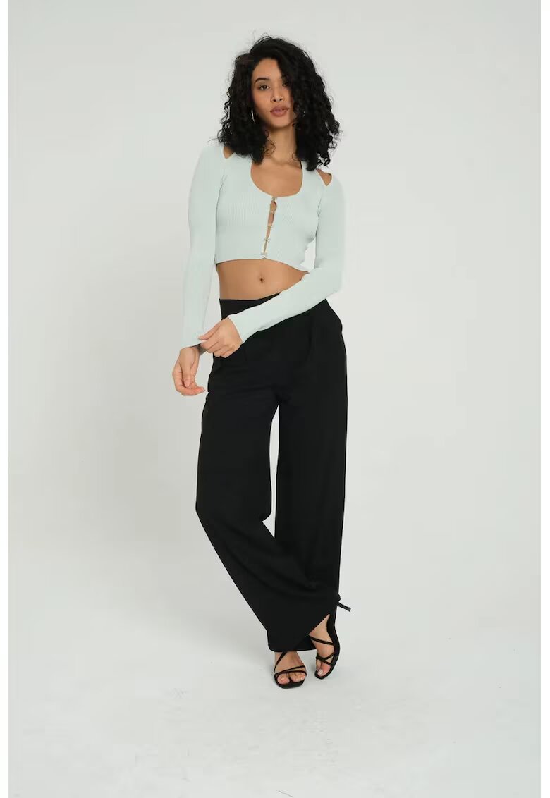 HiCCUP Cardigan scurt decolteu rotund - decupaj spate - jerseu - Albastru -