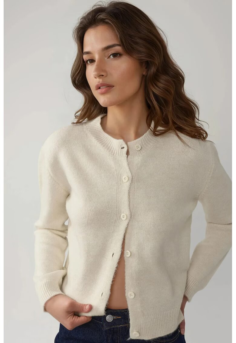 HiCCUP Cardigan tricotat - guler rotund - crem