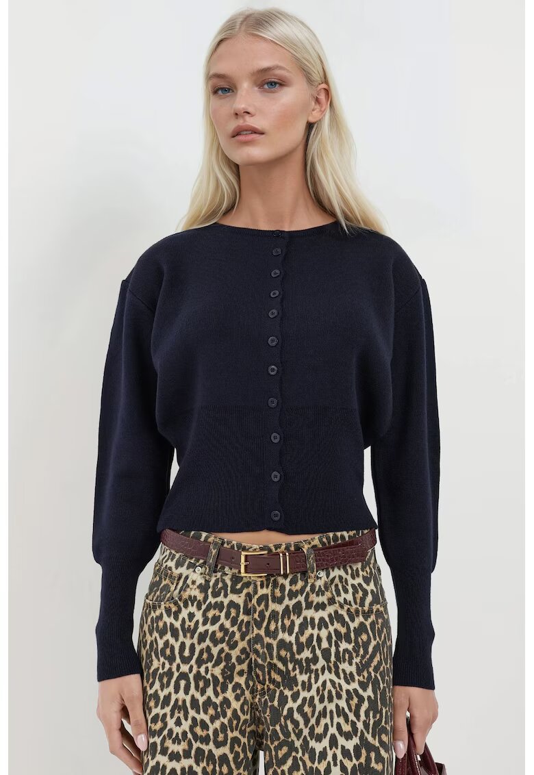 HiCCUP Cardigan tricotat - guler rotund - croiala slim fit - bleumarin - tricot - Bleumarin
