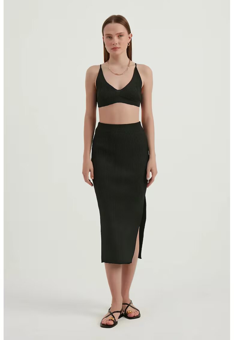 HiCCUP Compleu dama - 2 piese - fusta maxi - negru - jerseu