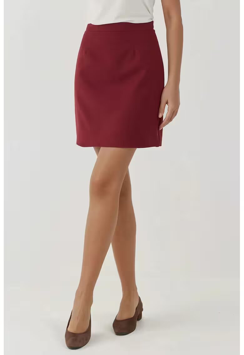 HiCCUP Fusta A-line talie inalta - visiniu - textil