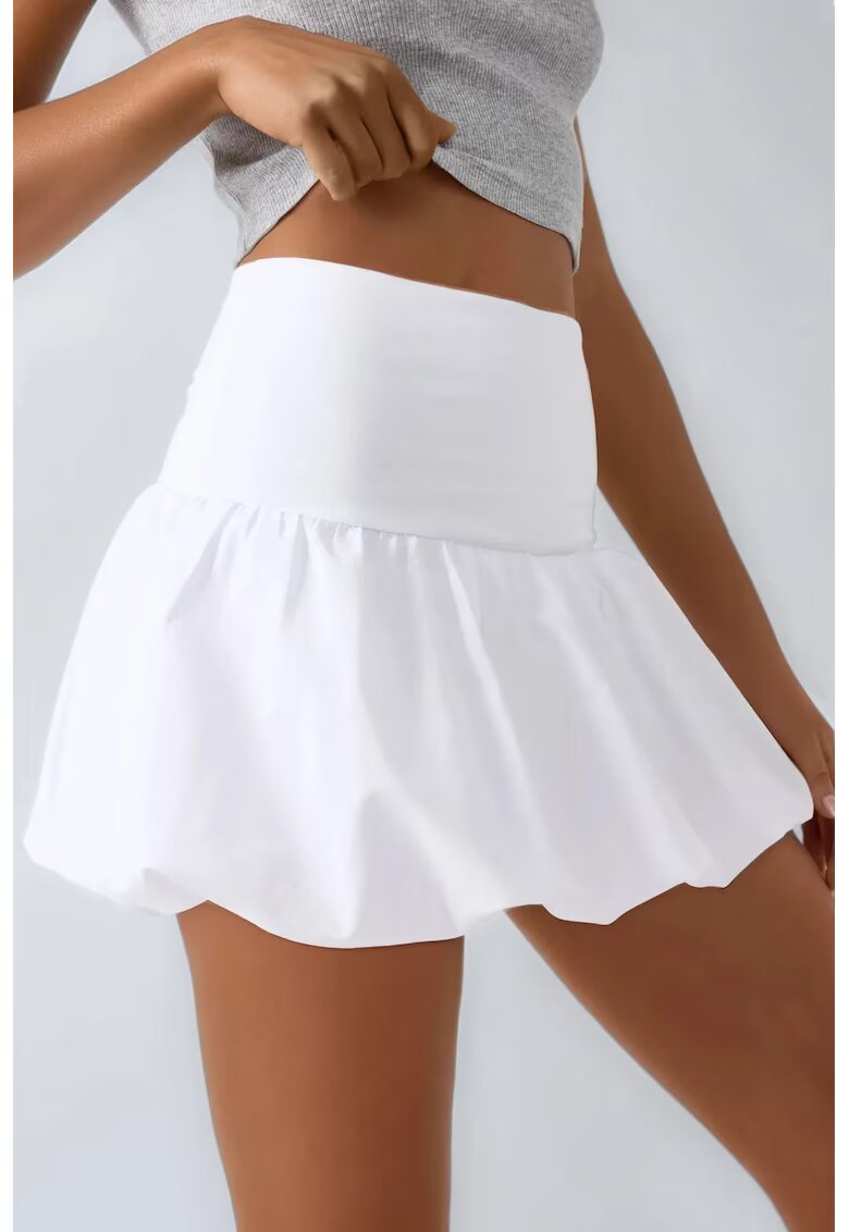 HiCCUP Fusta dama - fusta mini forma balon - alb - textil