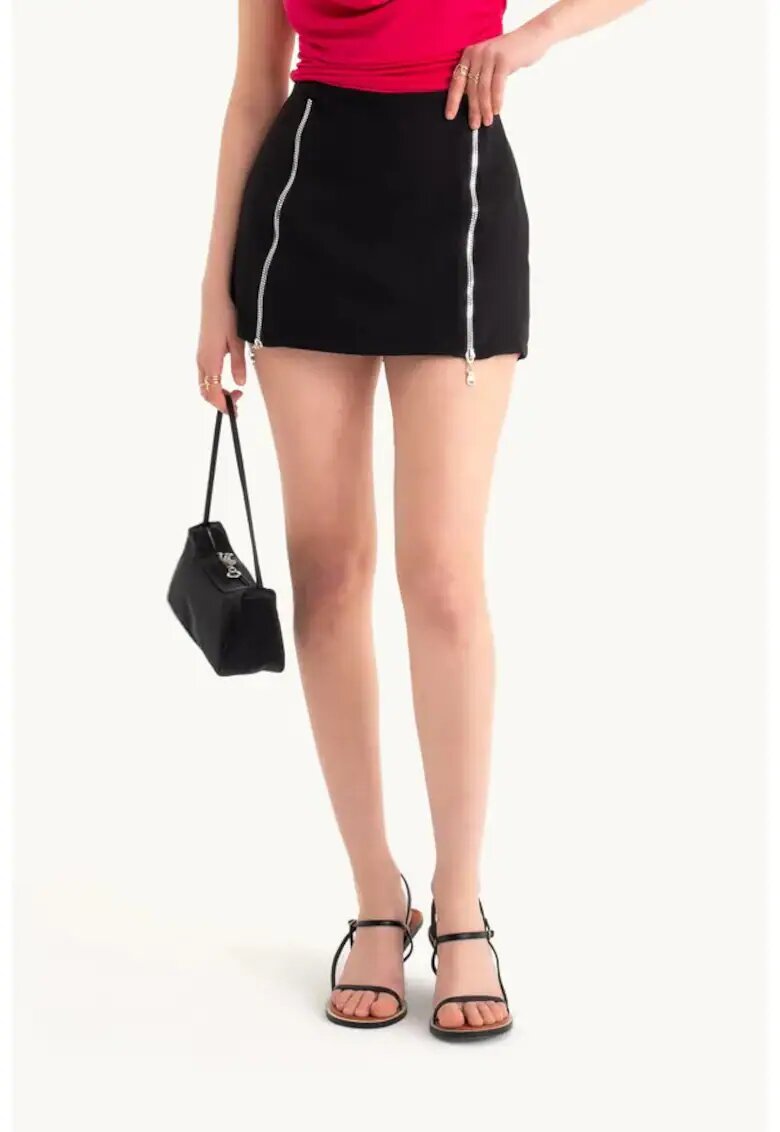 HiCCUP Fusta dama - textil - talie medie - negru
