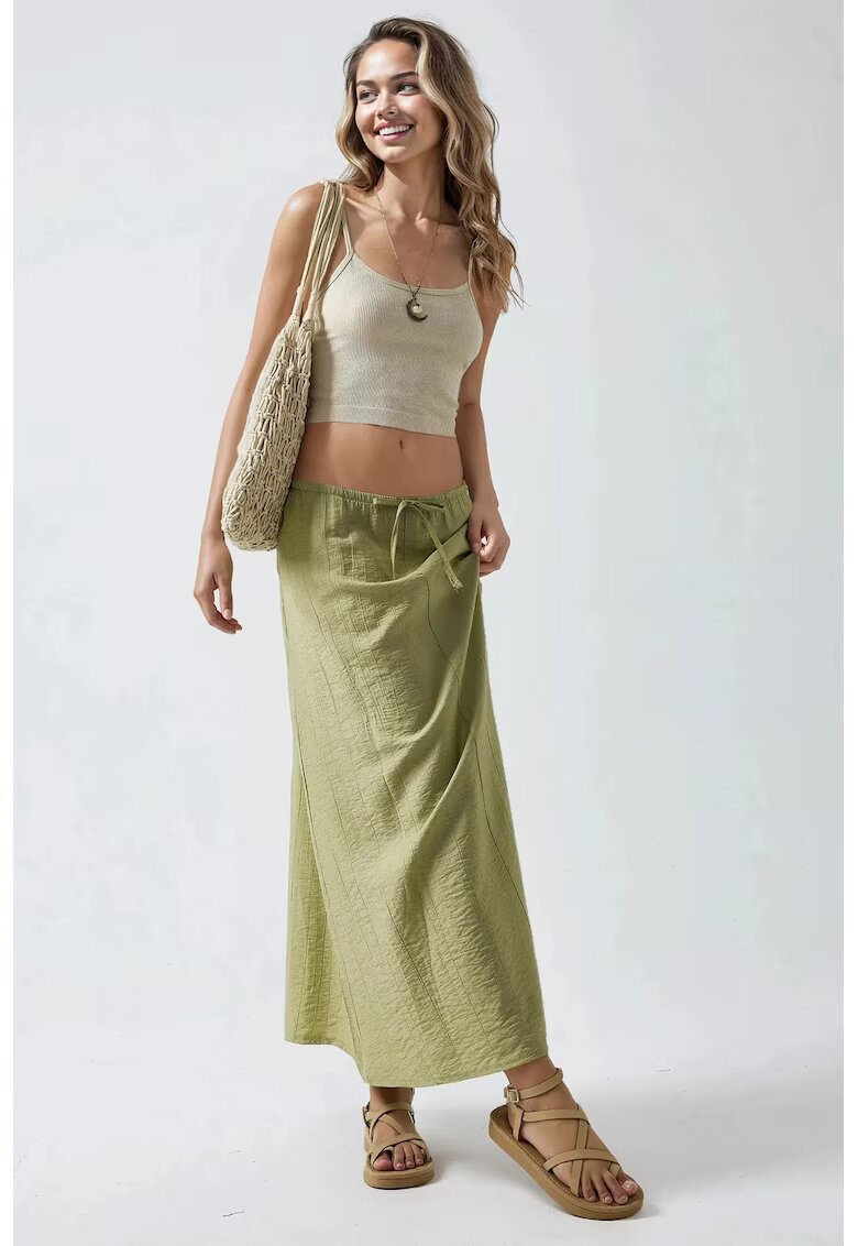 HiCCUP Fusta maxi - cu talie inalta - verde masliniu - textil