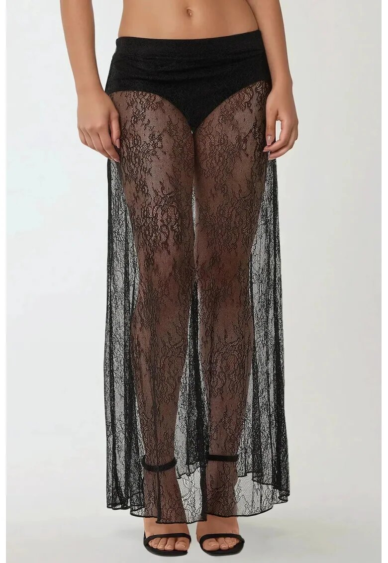 HiCCUP Fusta maxi dama dantela - negru