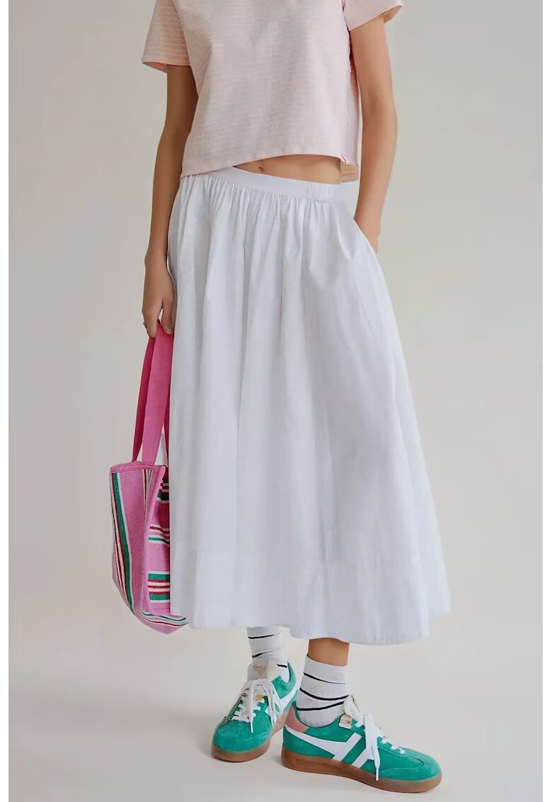 HiCCUP Fusta maxi dama textil - alb