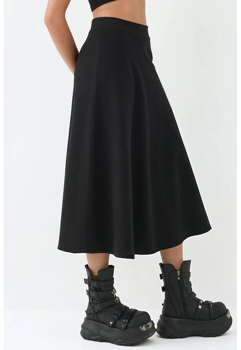 HiCCUP Fusta maxi linie A - inchidere cu fermoar - neagra - fabricata din material usor