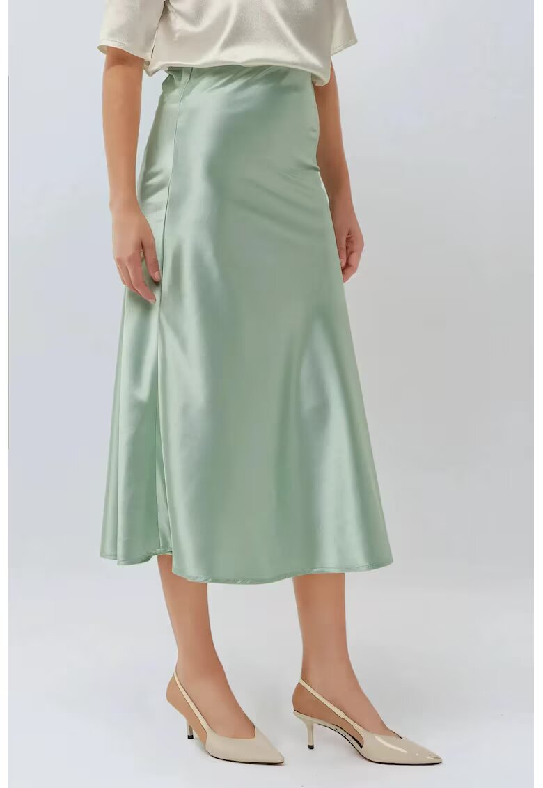 HiCCUP Fusta midi dama cu talie inalta - satin - verde