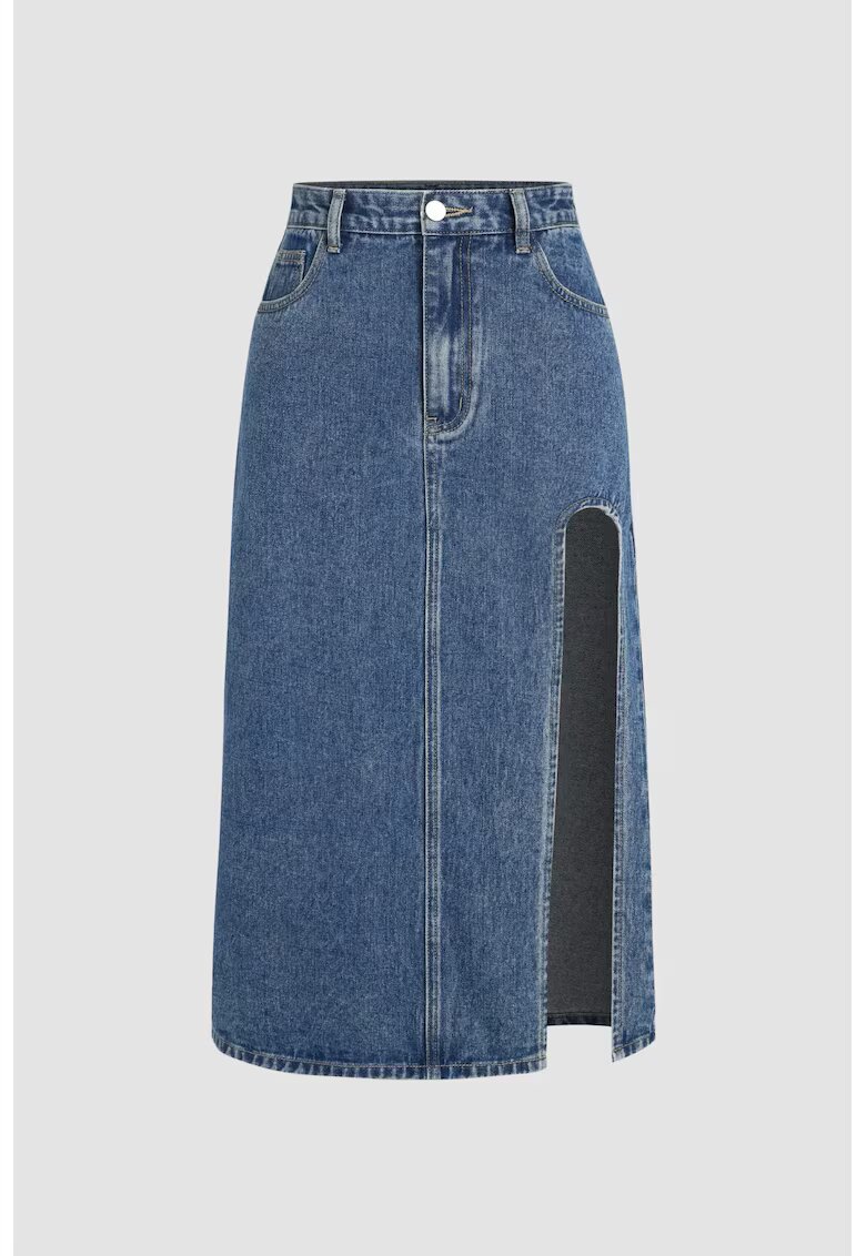 HiCCUP Fusta midi dama denim - albastru