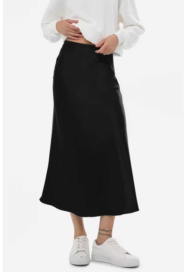 HiCCUP Fusta midi dama - talie inalta - satin - negru