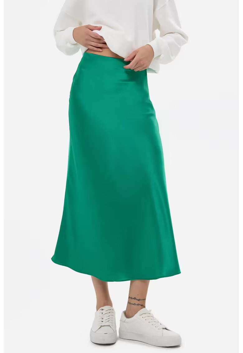 HiCCUP Fusta midi dama - talie inalta - satin - verde