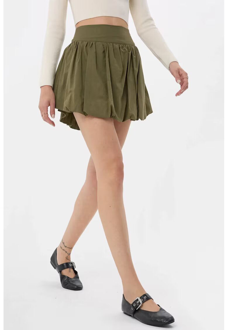 HiCCUP Fusta mini cu pantaloni scurti atasati dama - talie inalta - textil - verde