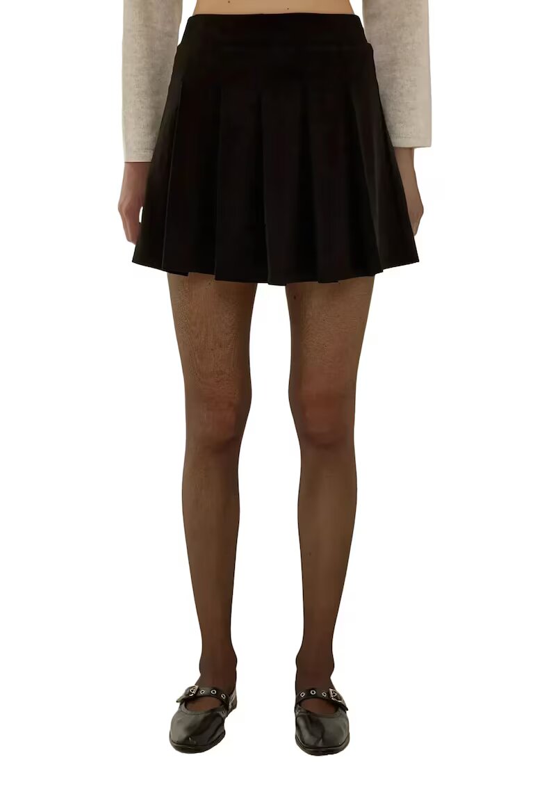 HiCCUP Fusta mini plisata - poliester/elastan - negru