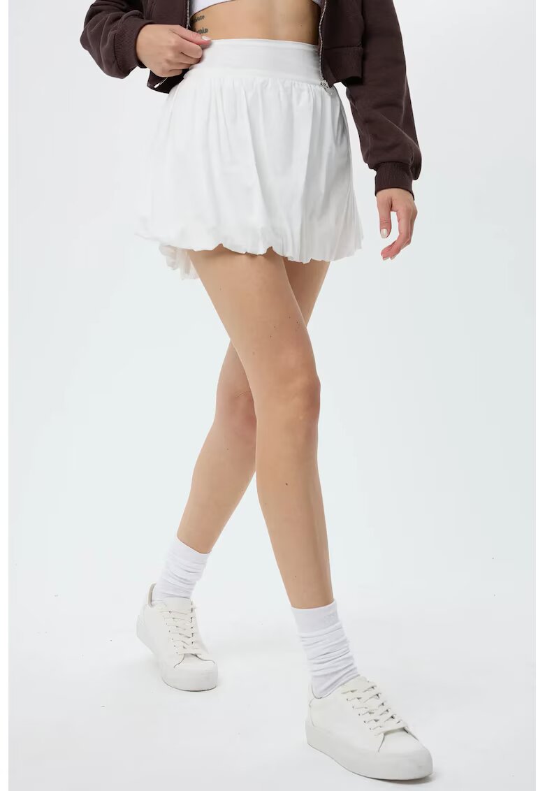 HiCCUP Fusta mini tip balon dama - talie inalta - textil - alb - Alb