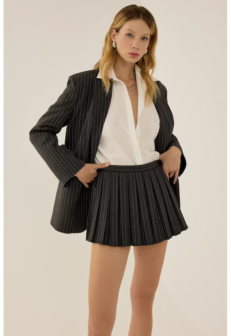 HiCCUP Fusta Parker - plisata - gri - textil - cu pantaloni scurti incorporati