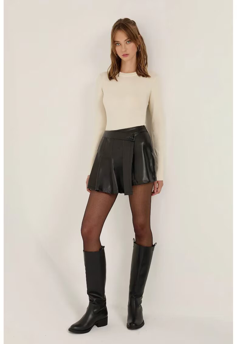 HiCCUP Fusta scurta - mini - piele ecologica - neagra - Negru