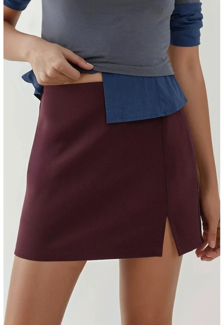 HiCCUP Fusta scurta - slim fit - cu slit - mov - textil