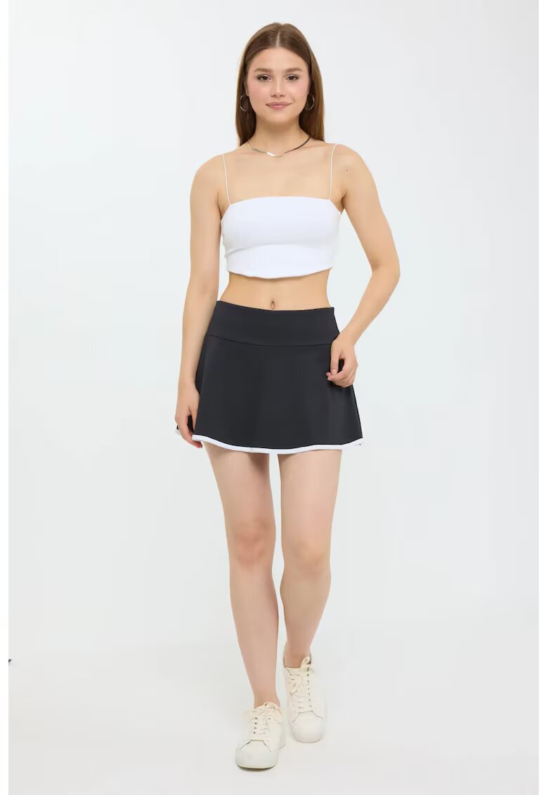 HiCCUP Fusta - tesuta - talie medie - elastic - neagra - textil