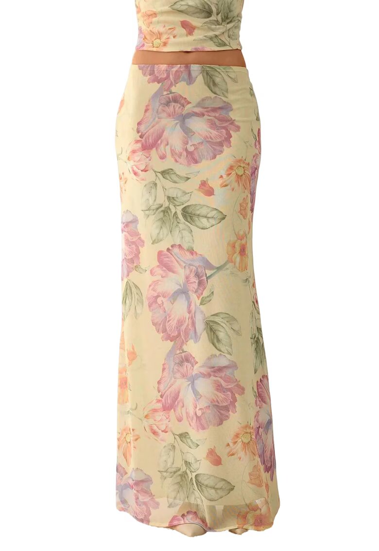 HiCCUP Fusta - Textil - Galben - Floral