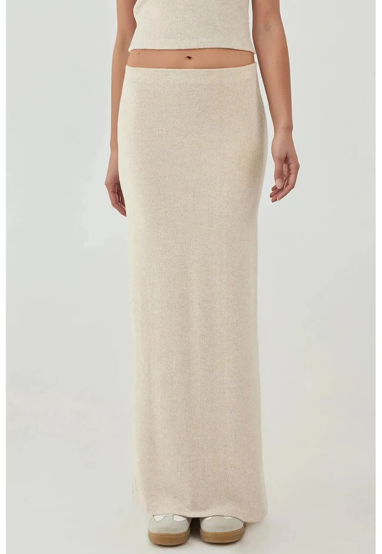 HiCCUP Fuste - fusta texturata moale - talie elastica - bej - tricot