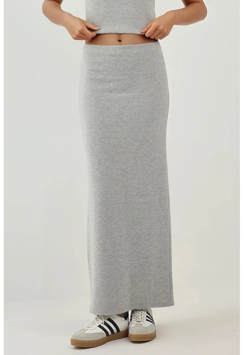 HiCCUP Fuste - fusta texturata moale - talie elastica - gri deschis - tricot