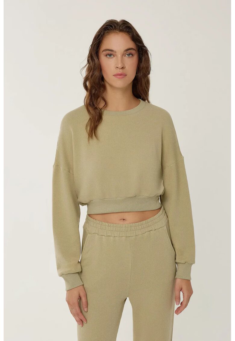 HiCCUP Hanorac dama crop - verde - bumbac - regular fit