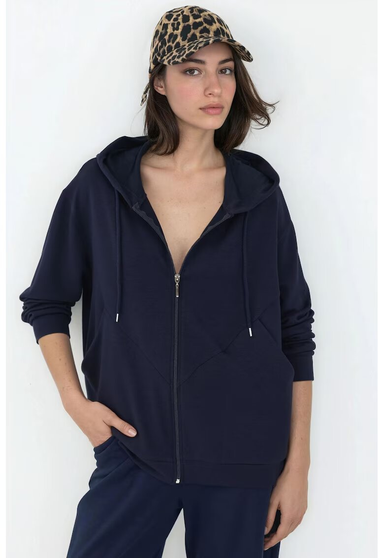 HiCCUP Hanorac dama - cu fermoar integral - finisaj moale - bleumarin - textil