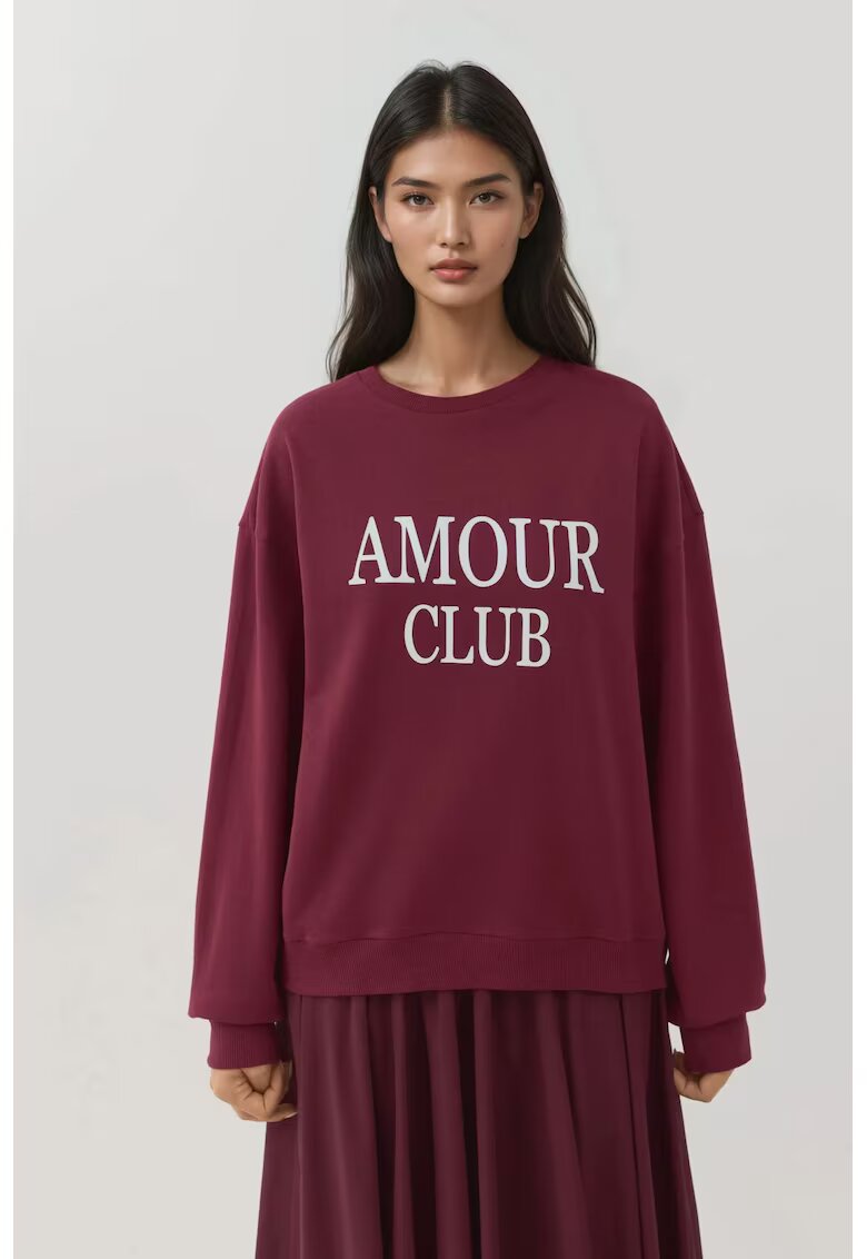 HiCCUP Hanorac dama guler rotund - croiala relaxata - caramiziu - tricot