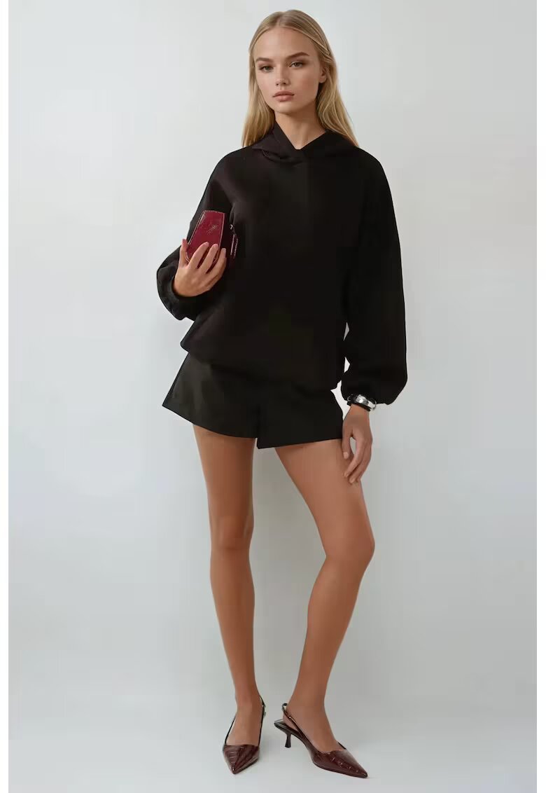 HiCCUP Hanorac dama oversized cu gluga - bumbac - negru