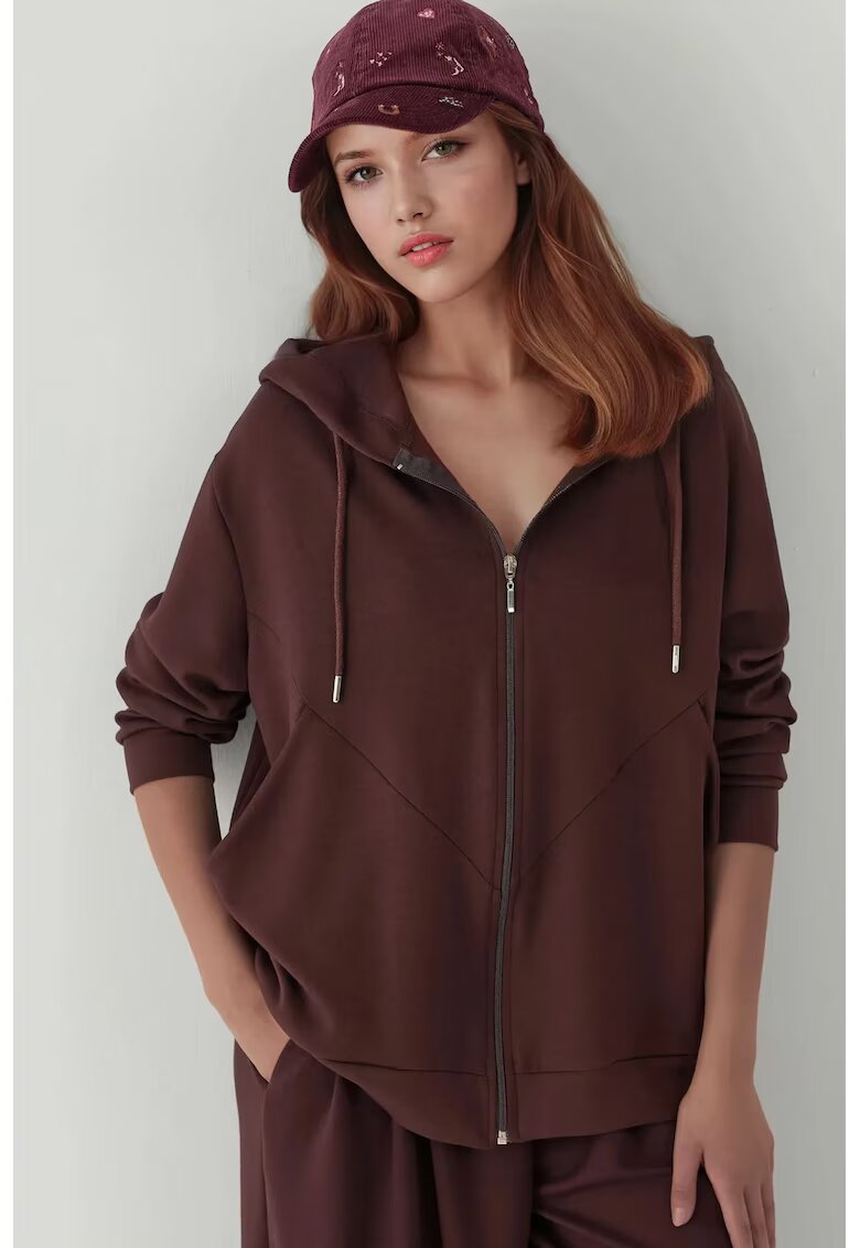 HiCCUP Hanorac dama - Soft Touch - maro castaniu - textil