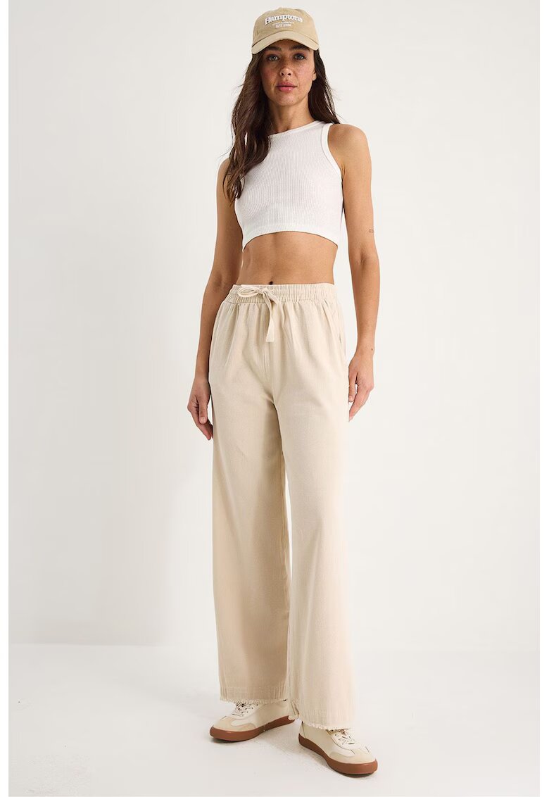 HiCCUP Pantaloni bej talie inalta - Bej Natural
