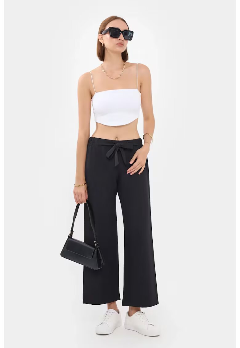 HiCCUP Pantaloni dama - croi larg - snur de strangere - negru - poliester