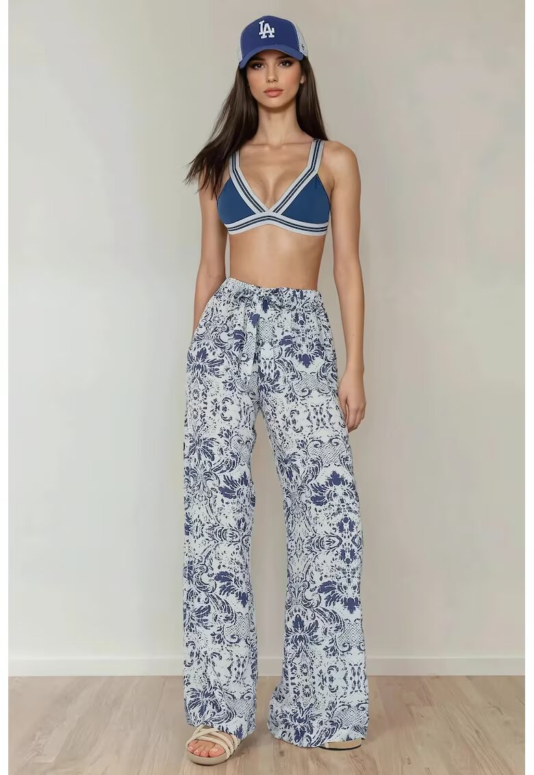 HiCCUP Pantaloni dama - cu imprimeu - talie elastica - multicolori - bumbac