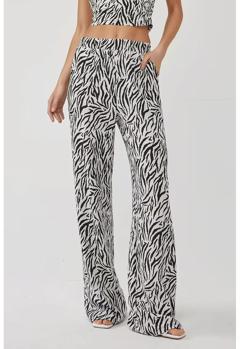 HiCCUP Pantaloni dama - cu imprimeu zebra - elastici - multicolori - textil
