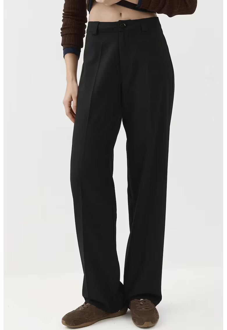 HiCCUP Pantaloni dama - cu picior drept - talie normala - negru - textil