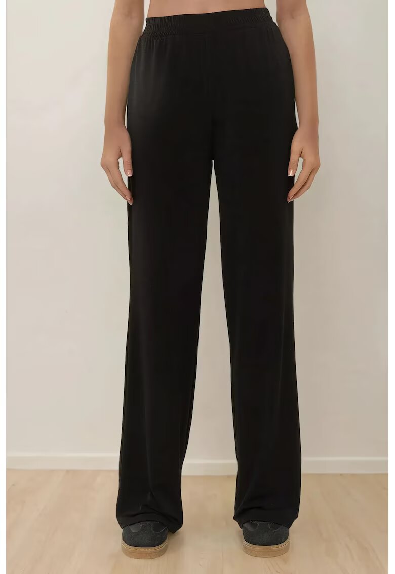 HiCCUP Pantaloni dama - cu talie elastica - negru - poliester si elastan