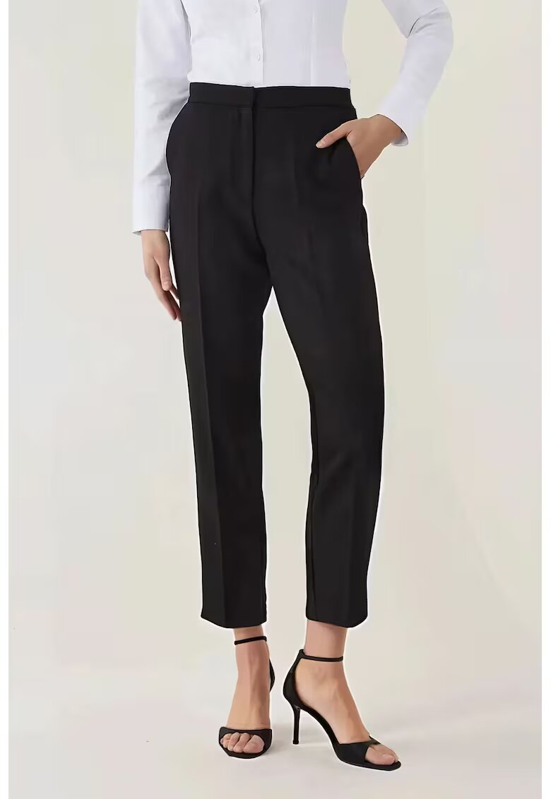HiCCUP Pantaloni dama - cu talie inalta - croiala dreapta - negru - textil