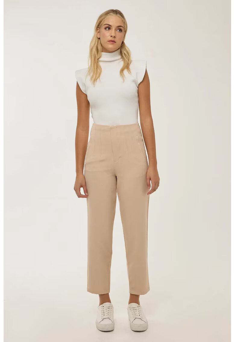 HiCCUP Pantaloni dama - cu talie inalta - natur - textil