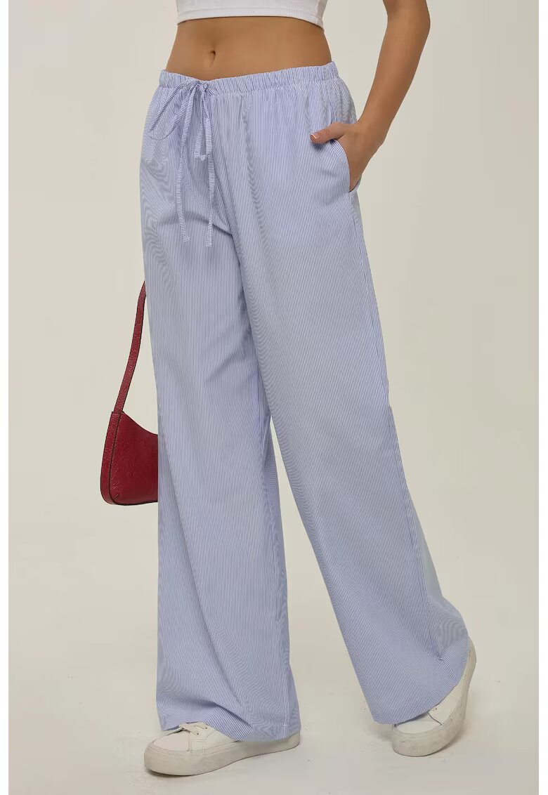 HiCCUP Pantaloni dama - din bumbac cu dungi - talie elastica - albastru