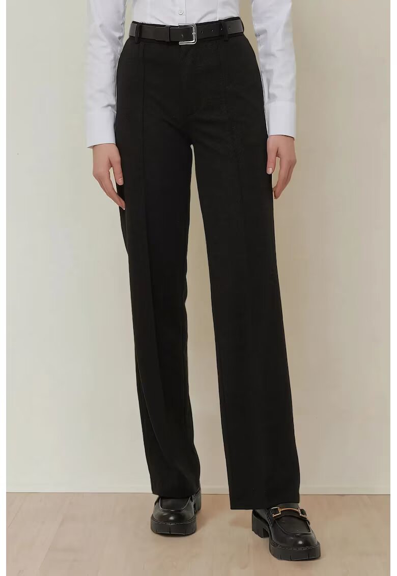 HiCCUP Pantaloni dama - drepti - talie inalta - negru - poliester