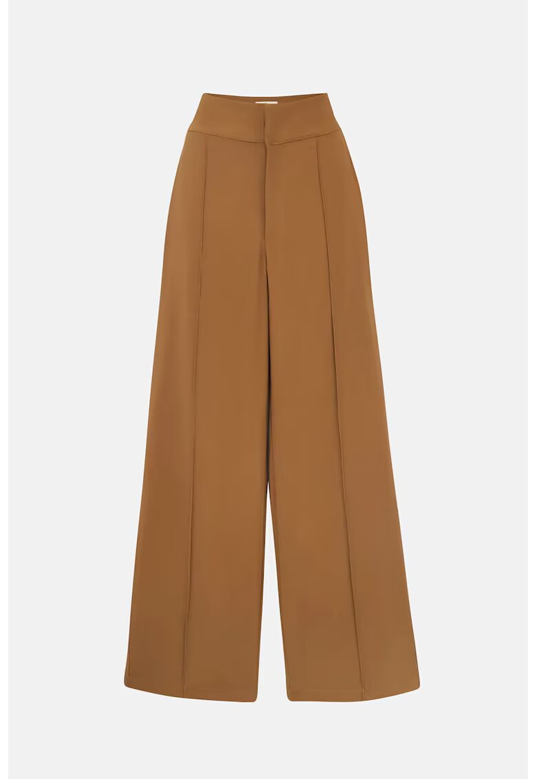 HiCCUP Pantaloni dama - largi cu talie inalta - eleganti - maro - Maro deschis