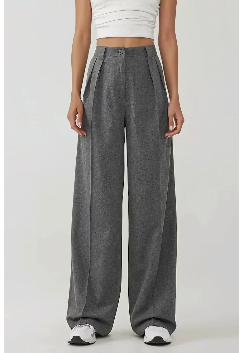 HiCCUP Pantaloni dama - Palazzo cu talie inalta - croiala larga - gri - textil