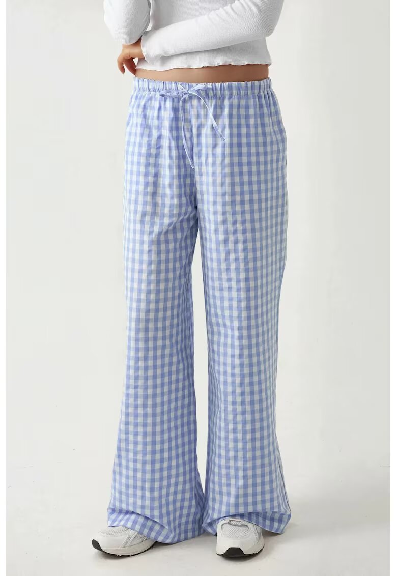 HiCCUP Pantaloni dama - pantaloni largi in carouri - albastru - textil
